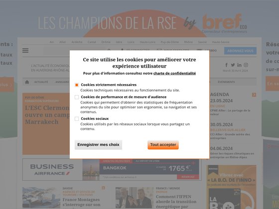 Impression d'écran du site web Bref Rhône-Alpes