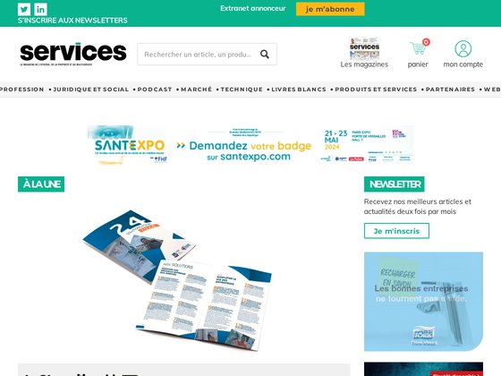 Impression d'écran du site web de Services-Propreté, magazine pour entreprise de nettoyage